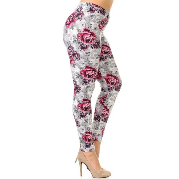 Womens One Sizes Skull Roses Leggings - Picture 4 of 7